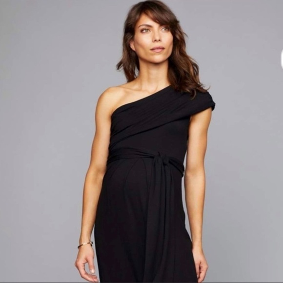Isabella Oliver black one shoulder maternity dress - Picture 2 of 8